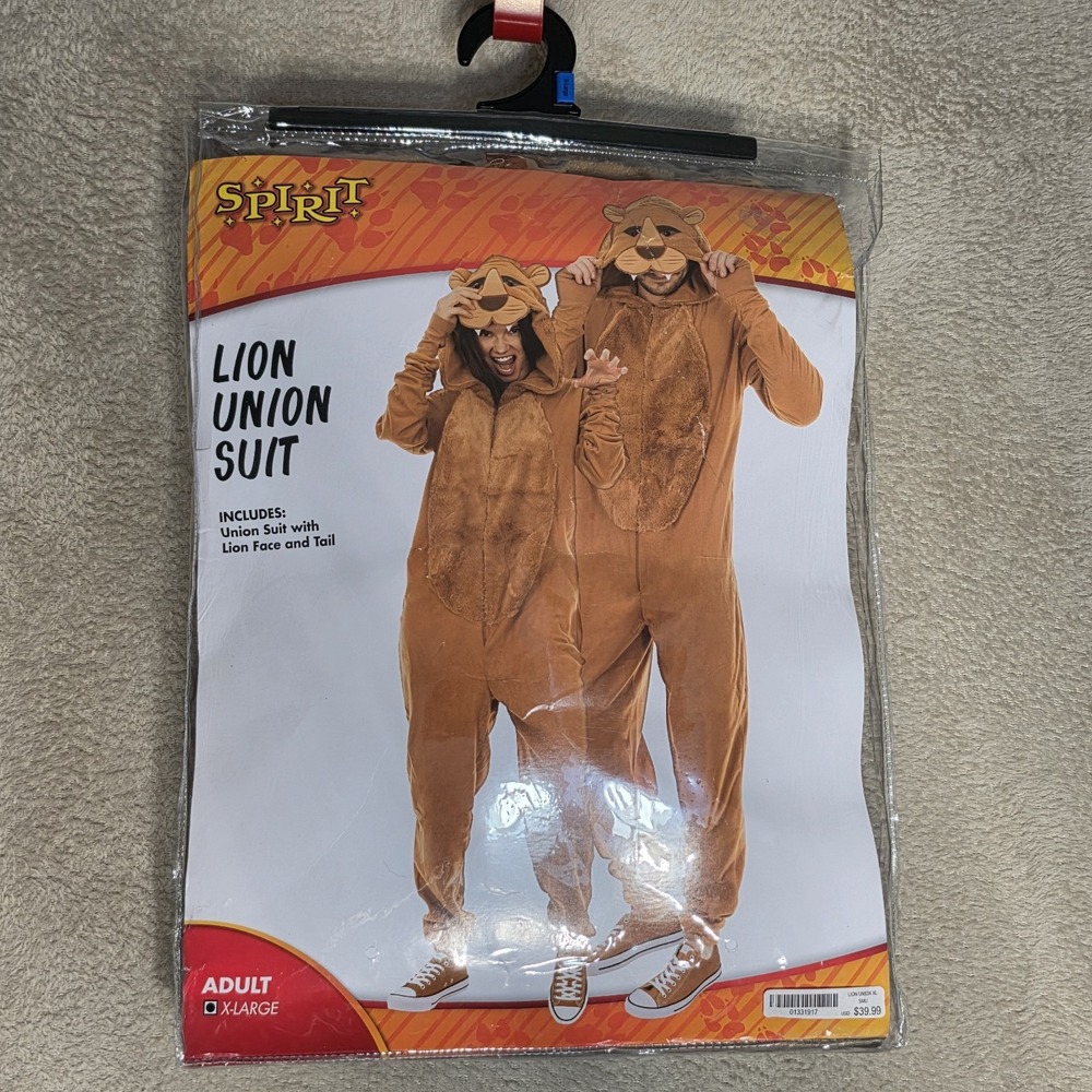 Spirit Halloween Lion Union Suit Adult XL Bodysuit Jumpsuit One Piece Costume
